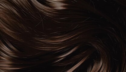 White shampoo or hair conditioner tube lying on brown hair. white cosmetic tube resting on luxurious long brown hair