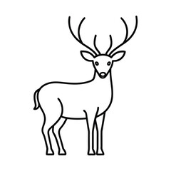 outline of a deer with antlers on white background 