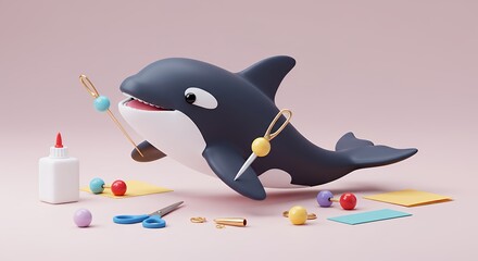 Orca whale craft project playful illustration