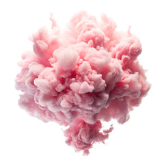 Fototapeta premium Pink Fluffy Cloud Explosion on Transparent Background, Candy Cotton Texture, Isolated Design Element
