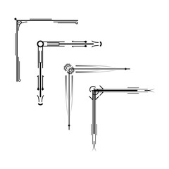 Set Hand Draw Of Corners Different Shapes Flower Decoration Vector Design Doodle Sketch Style For Wedding And Banner