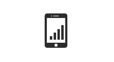 Smartphone Icon with Cellular Signal Bars on Screen &ndash; Minimal Flat Design Representing Mobile Network Strength, Signal Quality, Connectivity, Wireless Reception, and Mobile Communication