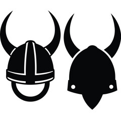 Fototapeta premium Viking helmets black graphic design horned helmet black and white