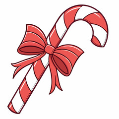 Festive candy cane with red bow isolated on white background isolated on transparent background