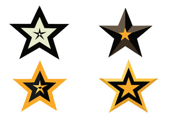 Obraz premium Golden vector stars in various shapes and colors for a seamless pattern design