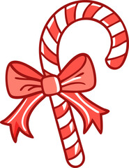 Christmas candy cane with red bow isolated on white background isolated on transparent background