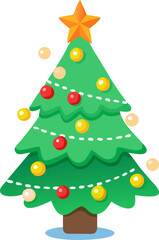 Beautifully decorated christmas tree vector isolated on white background isolated on transparent background