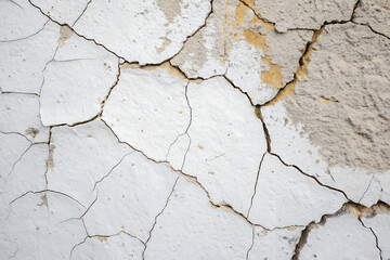 Obraz premium Cracked white wall texture, perfect for backgrounds, abstract art, and design projects with age