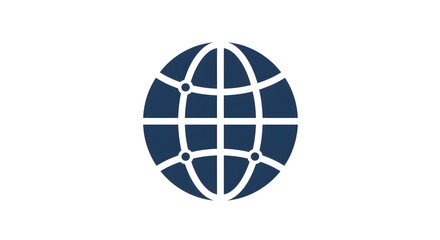 Blue Globe Network Icon Representing Global Connectivity, Internet, Worldwide Communication, and Digital Networking – Symbol for Technology, Online Services, and International Collaboration