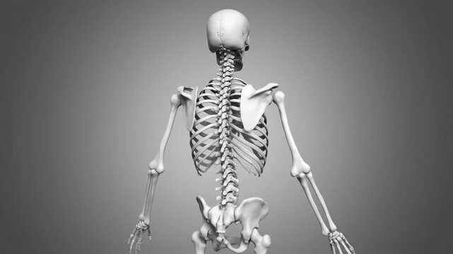 Detailed Anatomical Model of the Human Skeletal System in a Seamless 360Degree Rotation.