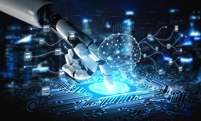 Fototapeta premium AI file management uses smart indexing, automated search, and virtual tools to organize, access, and process digital data efficiently. Artificial intelligence spline