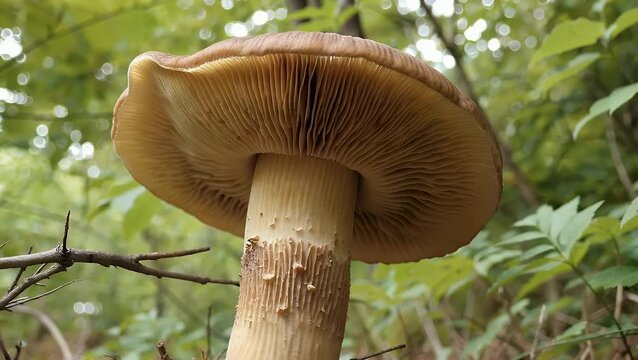 Ultra high definition 4K footage of Termitomyces schimperi mushroom associated with termite species natural medicinal properties highlighted promoting immunity nutrition capturing rare organic