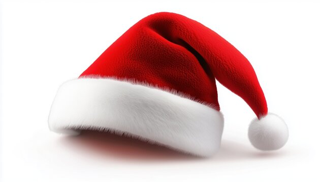 Hand-Drawn Simple Santa Hat On White Background With Red Christmas Santa Claus Hat Design. Get Into The Holiday Spirit!