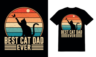 Best Cat Dad Ever Vintage T-Shirt Design Cat T Shirt Design