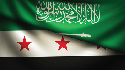 syria and saudi flag fusion design