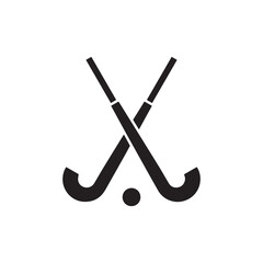Field Hockey Sticks and Ball Icon Vector Illustration
