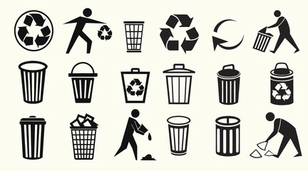 Collection of Garbage, Waste & Reuse Icons for Websites and Apps