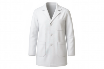 White lab coat on transparent background, perfect for representing doctors, scientists, and other healthcare professionals