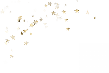 Falling Gold Stars Isolated on White Transparent Background for Celebration and Festive Design