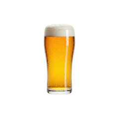 Cold Pint Glass Of Golden Beer With Foamy Head Refreshing Alcoholic Drink On White