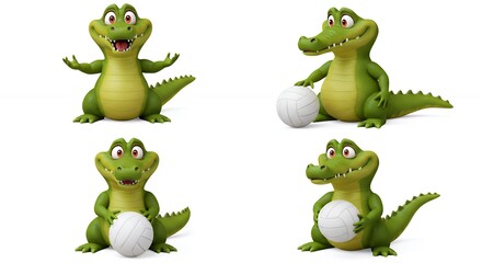 Obraz premium Cartoon crocodile images set funny animal characters