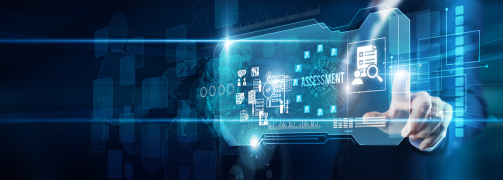 Auditor hand touching assessment evaluation data performance compliance, testing analysis measurement standards improvement certification monitoring accuracy quality outcomes.