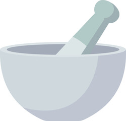 Grinding bowl, Mortar and Pestle Gray Vector Illustration
