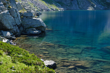 unreal transparent mountain lake