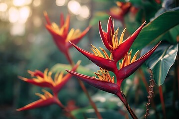 Vibrant tropical heliconia flowers in bloom wallpaper images