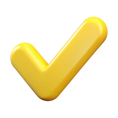 3d yellow check mark isolated on transparent background
