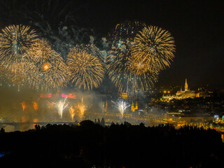 Hungary - Budapest - National holiday on August 20th with fireworks over the Danube