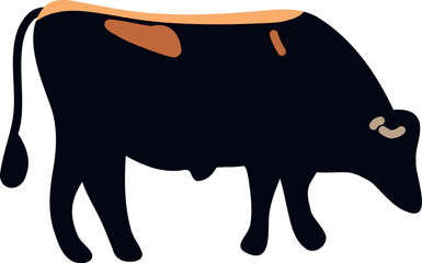 Illustration of Black and Brown Cow