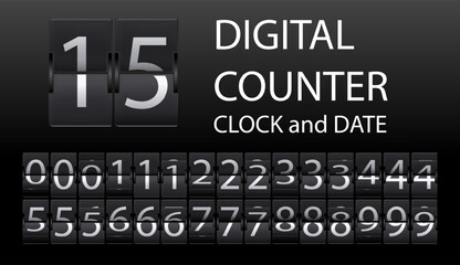 Flip clock numbers.Alarm timer. Retro countdown animation, mechanical scoreboard number and numeric counter flips.