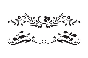 Elegant black floral ornaments for design and decoration