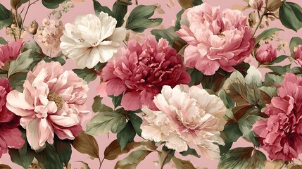 Elegant Abstract Watercolor Flowers on Light Pink Background