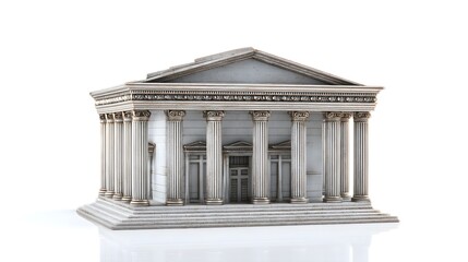 Obraz premium Modern Bank Building Isolated on White Background - Clear and Sharp