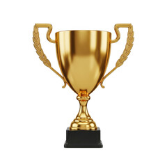 Golden trophy isolated on transparent background