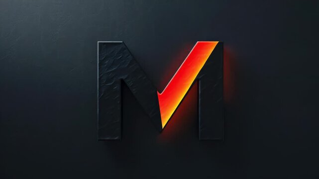 Vector illustration of a bold red and black letter M on a black background, perfect for various design projects