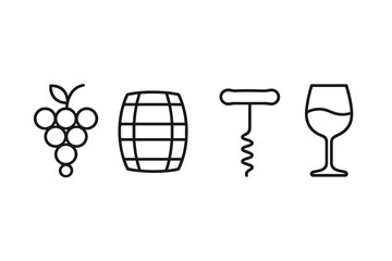 Exploring the journey from grapes to glass in wine production with essential symbols and items displayed