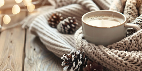 Fototapeta premium Cozy Sweater with Coffee 