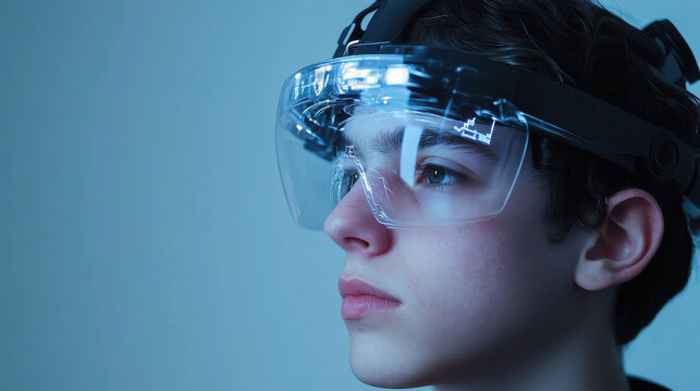 Futuristic AI-powered brain interface allowing a human to control digital devices using thought alone &mdash;ar 16:9 