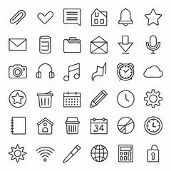 Fototapeta premium Comprehensive vector icon set for diverse design needs