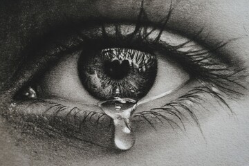 Perfectly Sketched Eye with tears of a Human
