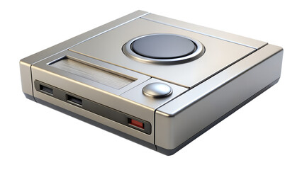 Fototapeta premium Retro game console isolated on transparent background, a vintage video player for electronic entertainment and digital multimedia