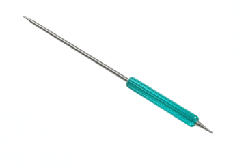 Nail art dotting tool with ribbed teal handle, isolated on white transparent background