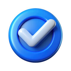 3d blue checkmark icon isolated on transparent background