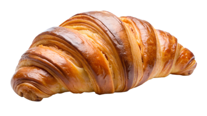 Delicious and flaky croissant isolated on transparent background, a classic french pastry for breakfast or brunch, perfect for a sweet treat