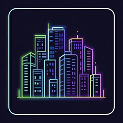 Obraz premium Neon cityscape outline graphic