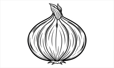 Unique onion t shirt design silhouette and vector line art, beautiful detailed line illustration, perfect for relaxation, stress relief, wellness, art therapy, adult coloring pages.