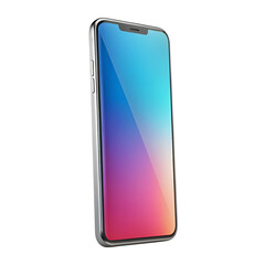 Modern smartphone with colorful screen isolated on transparent background